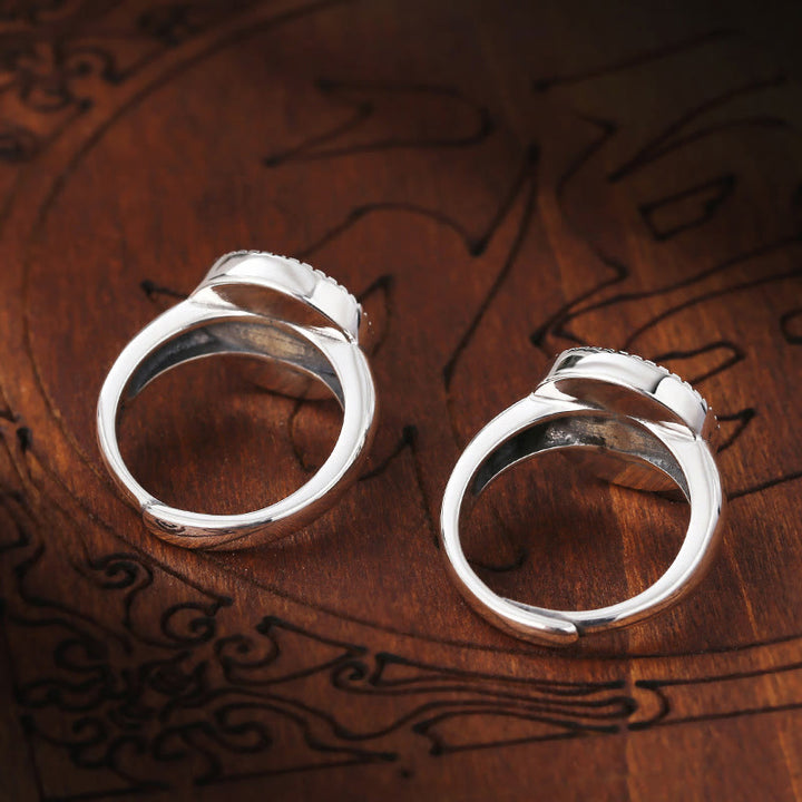 Buddha Stones Tibetan Om Mani Padme Hum Peace Rotatable Ring - image 19