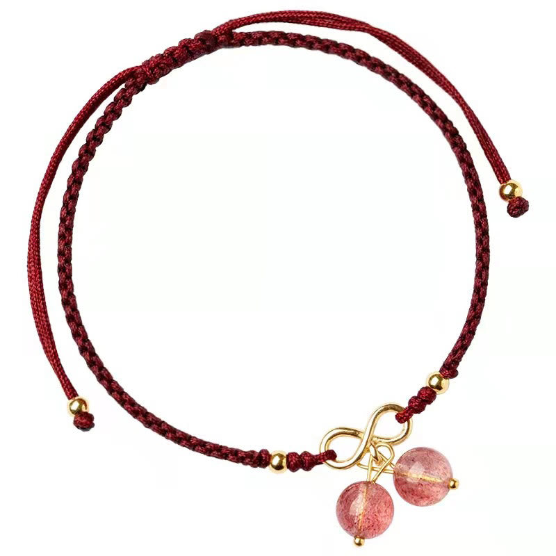 Buddha Stones Natural Strawberry Quartz Amethyst Green Phantom Bead Positive Bracelet - image 17