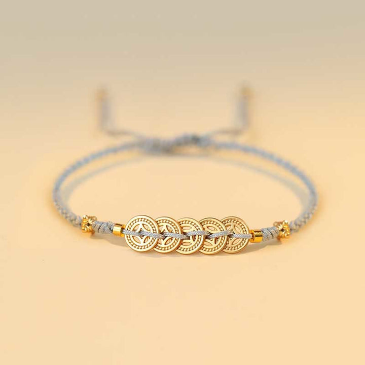 Buddha Stones Copper Coin Fortune Tree Luck Strength Braided Bracelet - Copper Coin - Blue(Wrist Circumference 14-18cm) - image 8