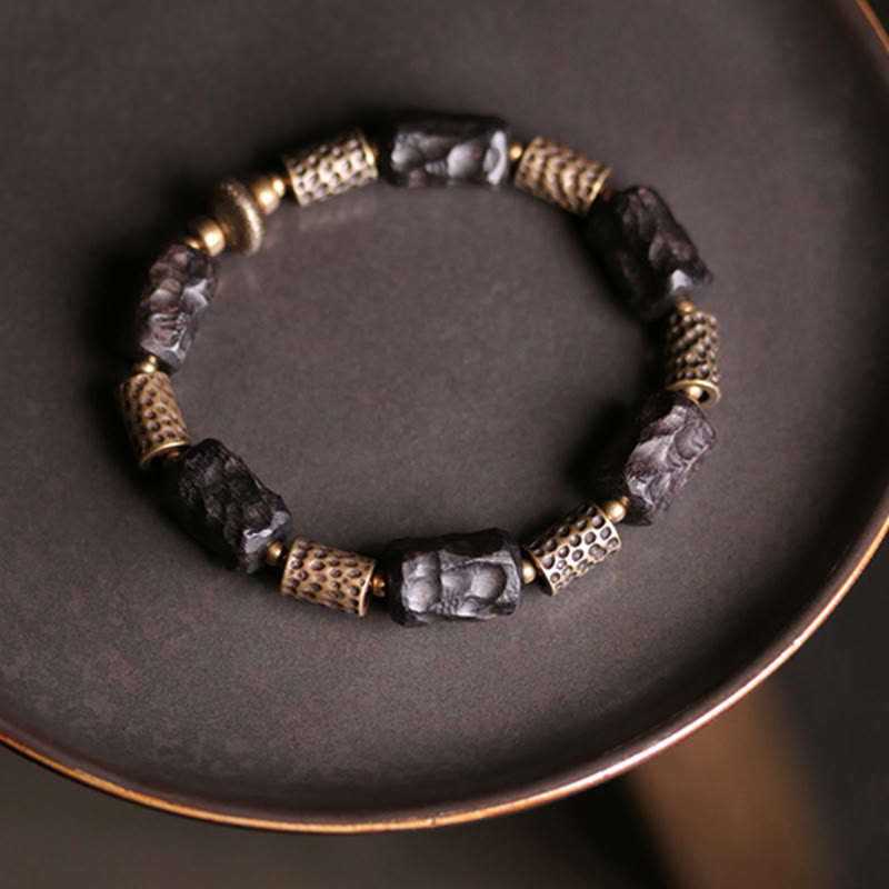 Buddha Stones Tibetan Ebony Wood Copper Calm Peace Bracelet - image 10