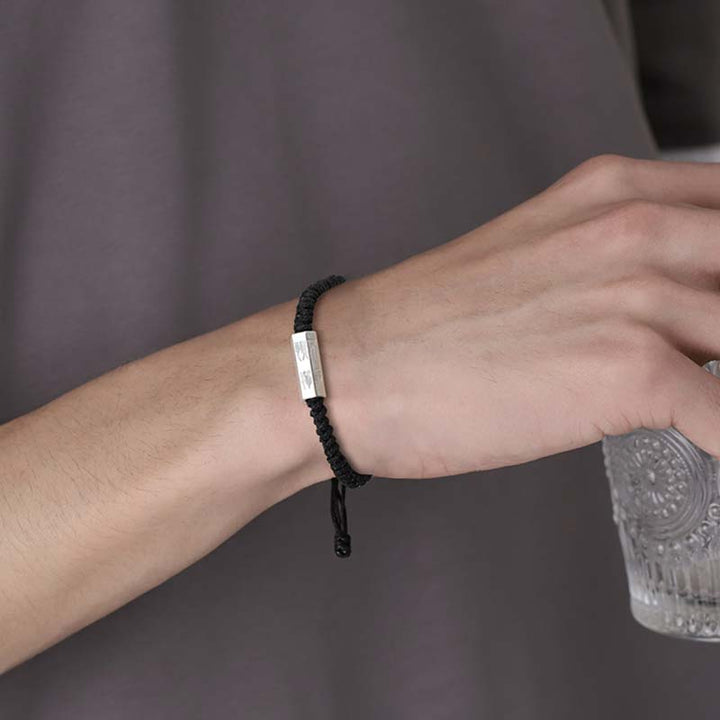 Buddha Stones 925 Sterling Silver Letter Engraving Blessing String Bracelet - image 8