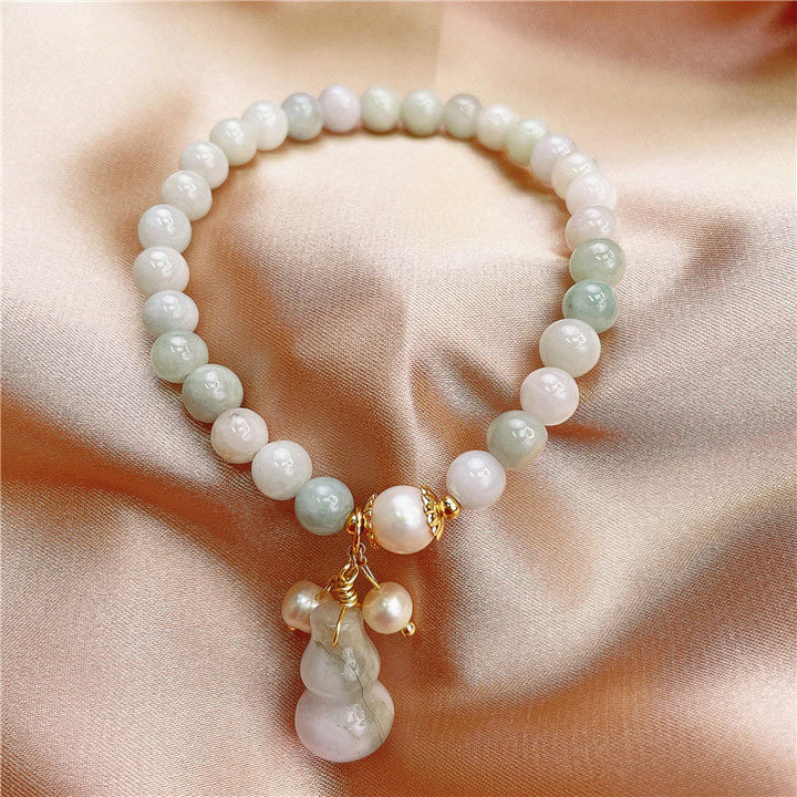 Buddha Stones Jade Gourd Blessing Protection Charm Bracelet - Jade - image 0