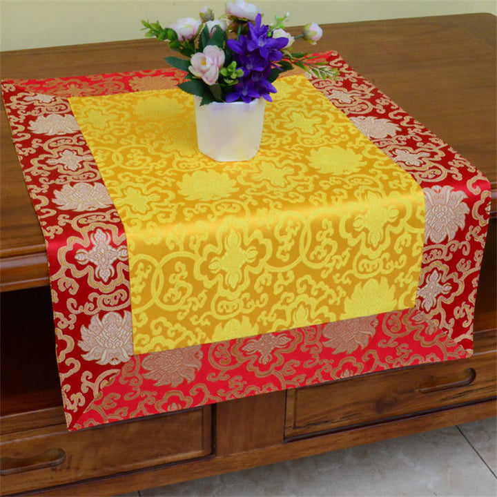 Brocade Prayer Altar Flower Vajra Dragon Pattern Auspicious Symbols Table Runner - image 15