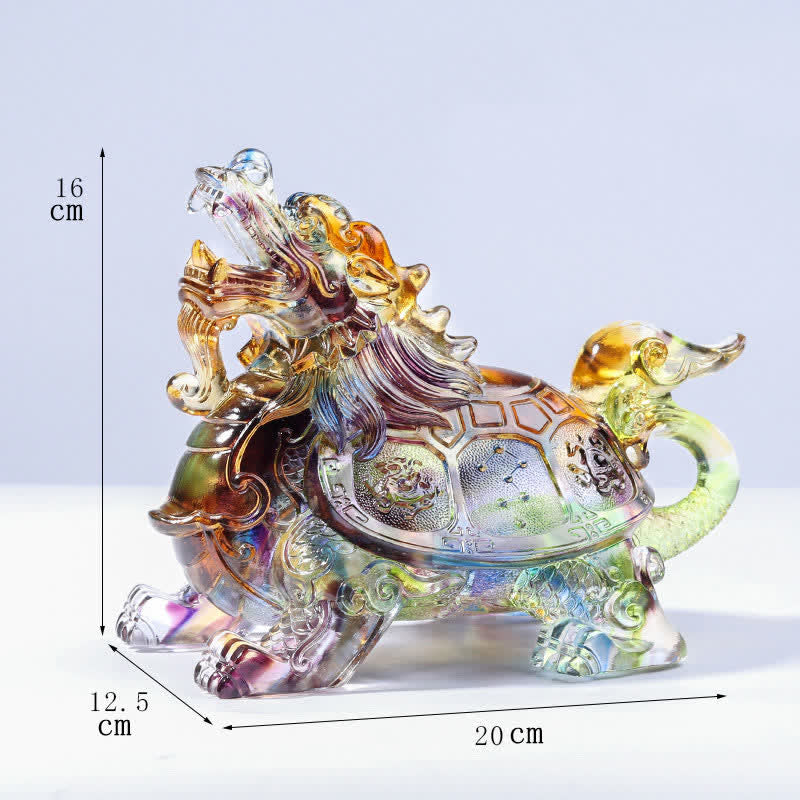 Buddha Stones Feng Shui Dragon Turtle Handmade Liuli Crystal Art Piece Home Office Decoration - Colorful - Medium - image 6