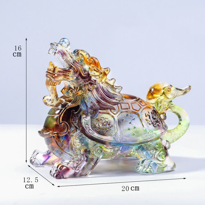 Buddha Stones Feng Shui Dragon Turtle Handmade Liuli Crystal Art Piece Home Office Decoration - Colorful - Medium - image 6