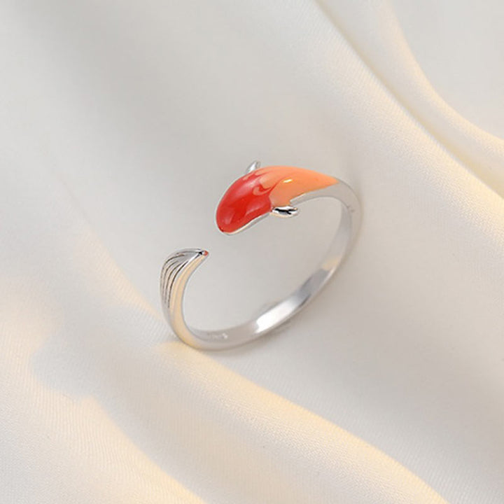 Buddha Stones Koi Fish Copper Balance Luck Adjustable Ring - image 6