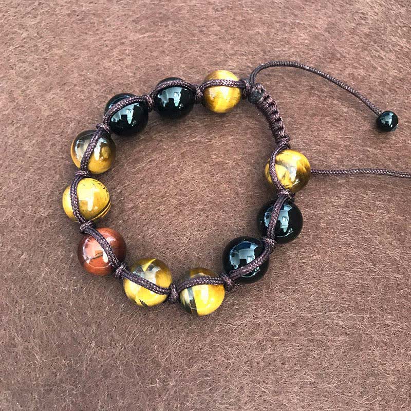 Buddha Stones Lava Rock Tiger Eye Stone Support Healing String Bracelet - Tiger Eye - image 1