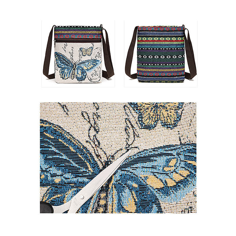 Buddha Stones Elephant Butterfly Embroidered Canvas Tote Bag Shoulder Bag Crossbody Bag - image 17