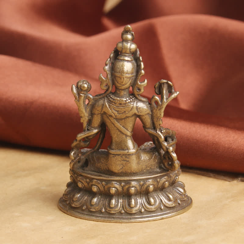 Buddha Stones Bodhisattva Green Tara Calm Hope Copper Statue Decoration - image 5