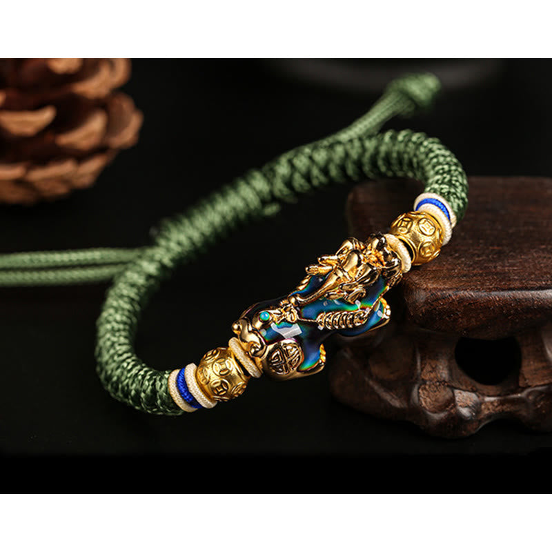 Buddha Stones Feng Shui PiXiu Color Change Copper Coin Beads Wealth String Bracelet - image 5