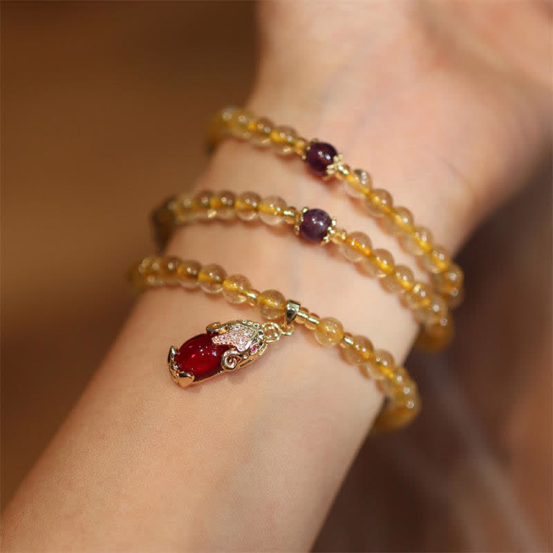 Buddha Stones Citrine Amethyst PiXiu Prosperity Happiness Protection Bracelet - image 1