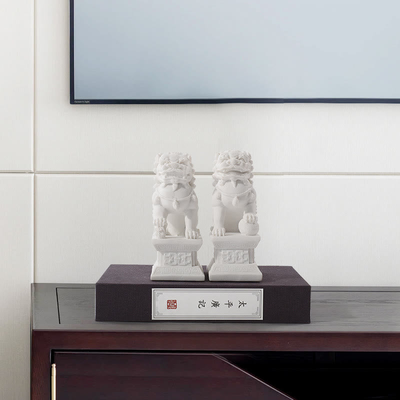 Buddha Stones 2Pcs Lion Statue Courage Strength Resin Home Office Decoration - image 5