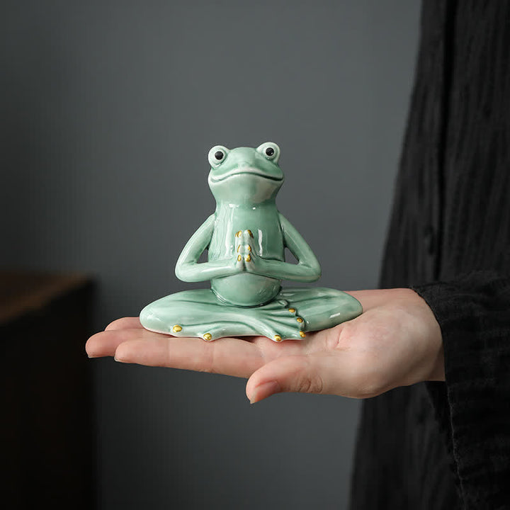 Buddha Stones Meditating Ceramic Zen Frog Statue Decoration - image 0