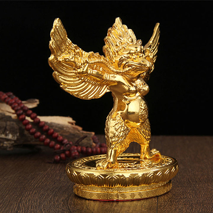 Buddha Stones Tibetan Gold Garuda Bird Alloy Protection Home Decoration - image 1