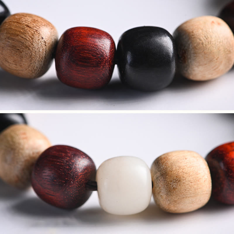 Buddha Stones Small Leaf Red Sandalwood Ebony Wood Cute Cat Engraved Protection Bracelet - image 9