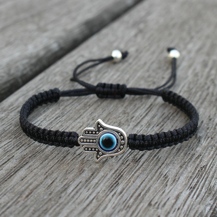 Buddha Stones Handmade Hamsa Symbol Protection Luck String Bracelet - Black(Bracelet Size 16-24cm) - image 6