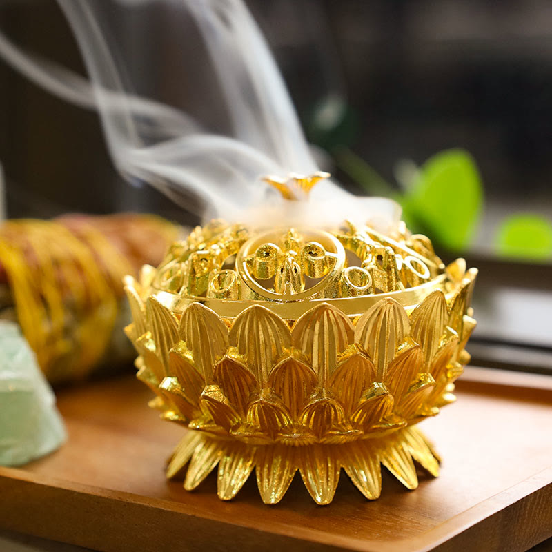 Buddha Stones Tibetan Lotus Shaped Purify Incense Burner - image 9