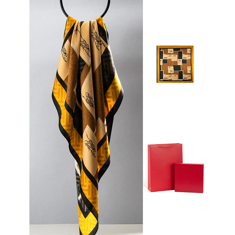 Buddha Stones Jungle Oil Painting Auspicious Clouds 100% Mulberry Silk Scarf Premium Grade 6A Double-sided Silk Neck Scarf - Auspicious Clouds - image 20