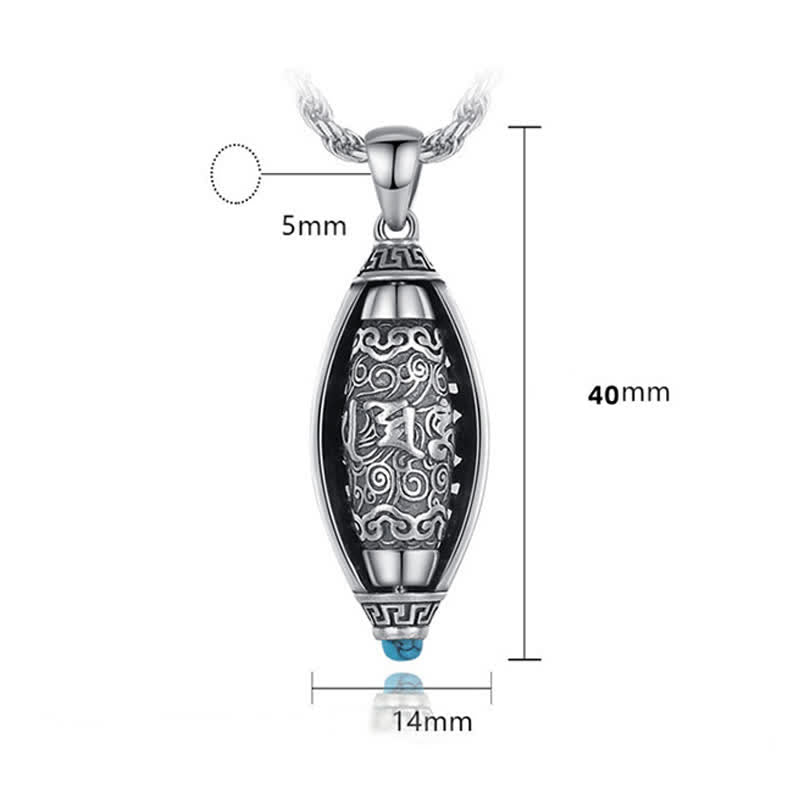 Buddha Stones Tibet Om Mani Padme Hum Protection Necklace Rotatable Pendant - image 9