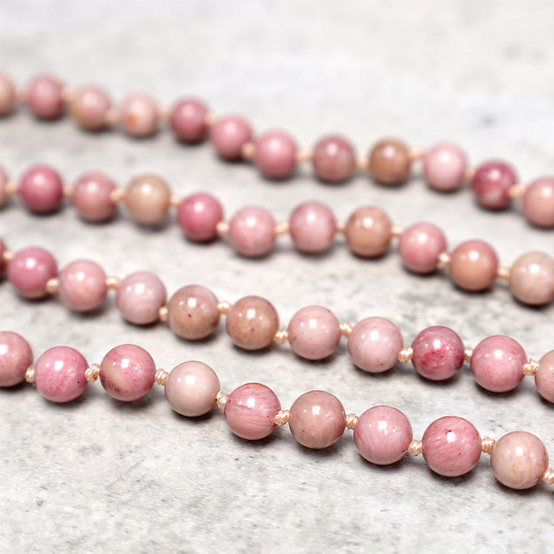 Buddha Stones 108 Mala Rhodonite Beads Yoga Meditation Prayer Beads Bracelet - image 4
