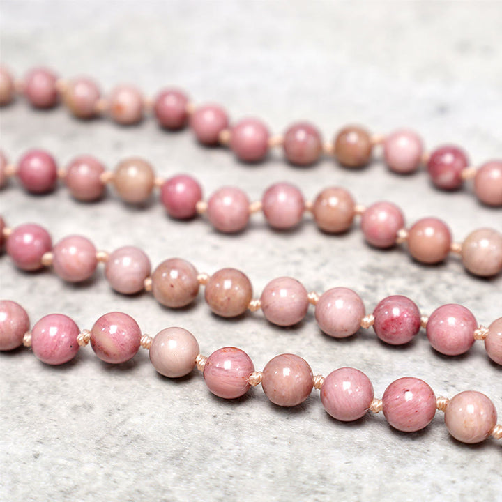 Buddha Stones 108 Mala Rhodonite Beads Yoga Meditation Prayer Beads Bracelet - image 4