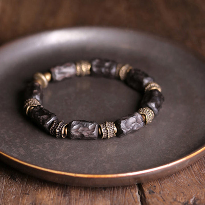 Buddha Stones Tibetan Ebony Wood Copper Calm Peace Bracelet - image 2