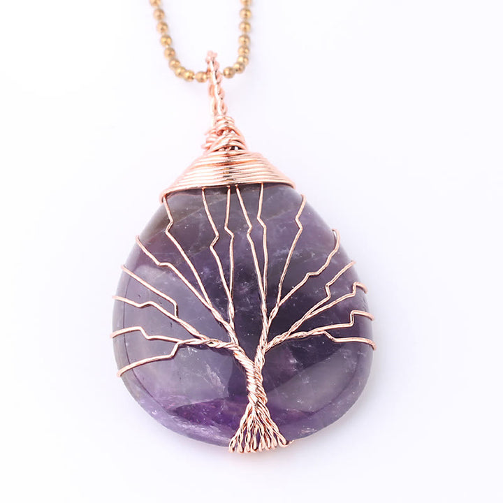 Buddha Stones Natural Quartz Crystal Tree Of Life Healing Energy Necklace Pendant - image 4