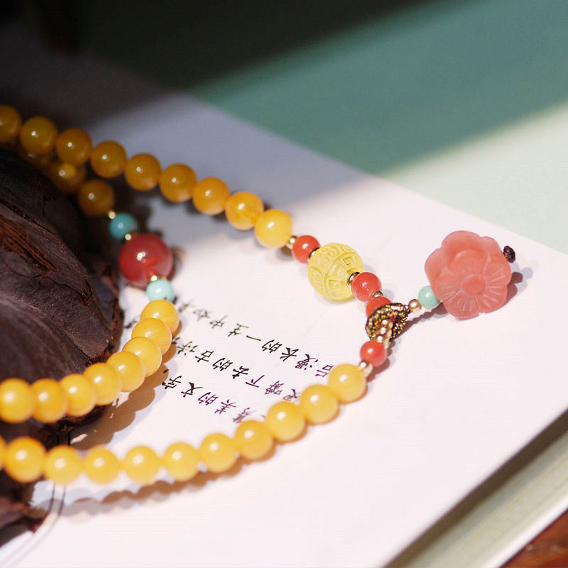 Amber Healing Balance Necklace Flower Charm Bracelet - image 6