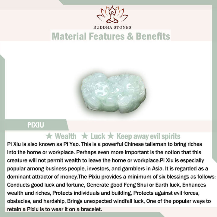 Buddha Stones Fengshui Wealth Prosperity Jade PiXiu Luck Bracelet - image 10