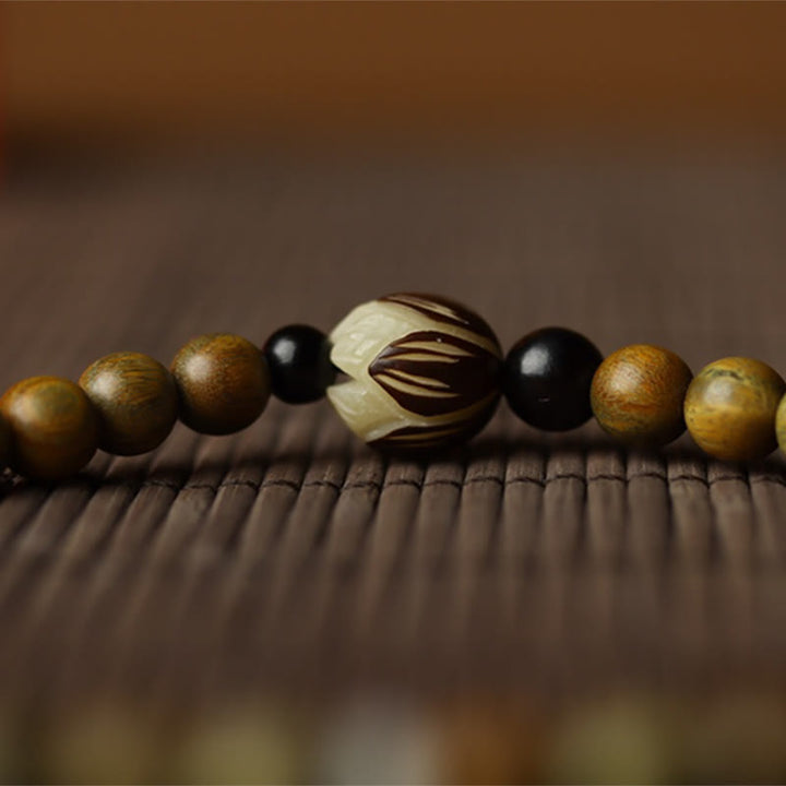 Buddha Stones Green Sandalwood Bodhi Seed Lotus Soothing Double Wrap Bracelet - image 7