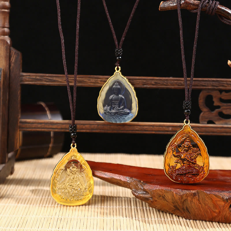 Buddha Stones Tibetan Buddha Liuli Crystal Serenity Necklace Pendant - image 0