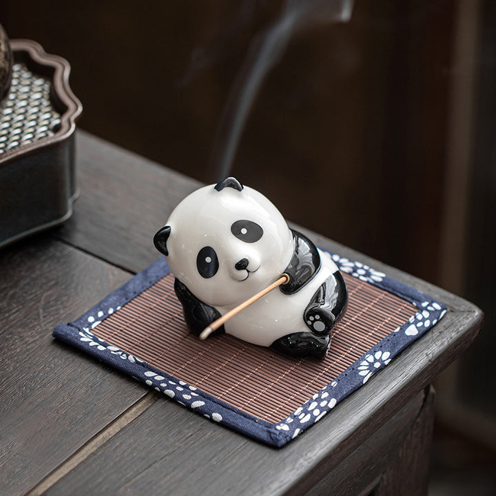 Lovely Cat Panda Ceramic Blessing Incense Burner Decoration - Panda Incense Holder - image 16