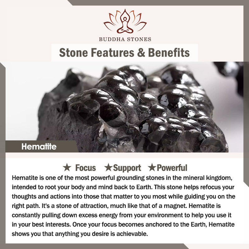 Buddha Stones 2pcs Yin Yang Hematite Couple Bracelet - image 7
