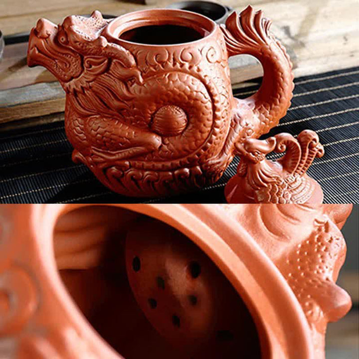 Vintage Dragon Phoenix Ceramic Teapot - image 12