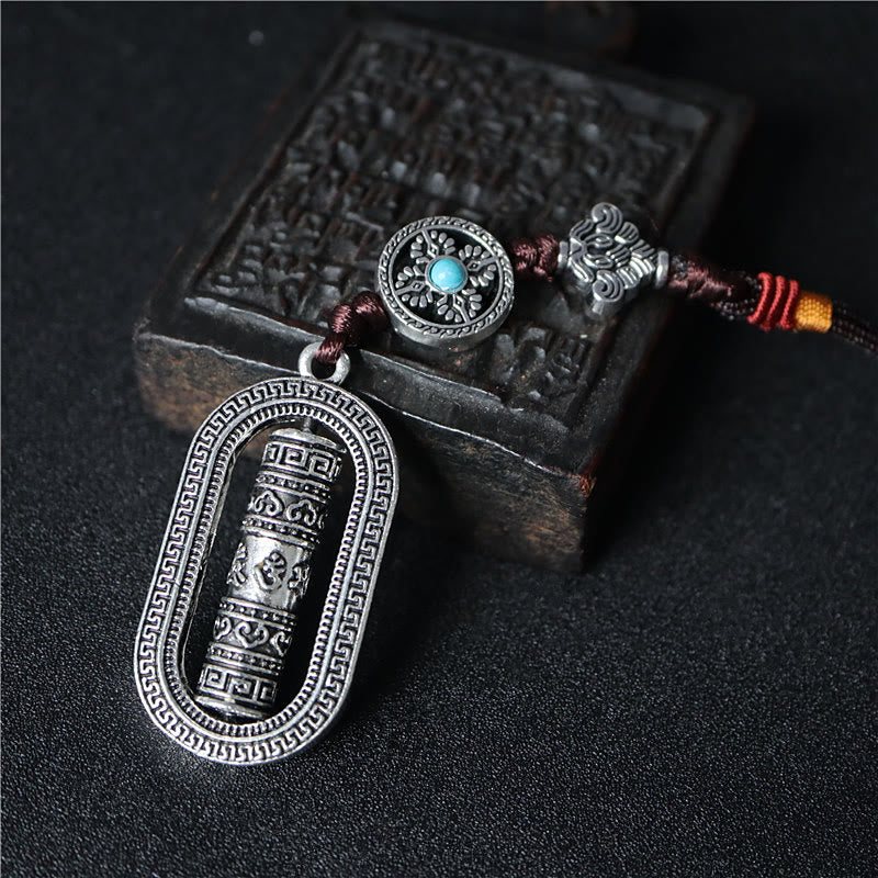 Buddha Stones Tibet Om Mani Padme Hum Prayer Wheel Peace Rotatable Car Hanging Decoration - image 1