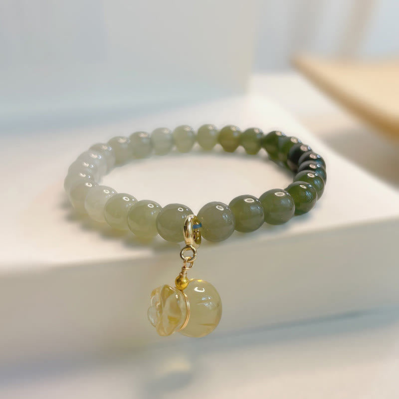 Buddha Stones Natural Hetian Jade Money Bag Charm Bead Prosperity Bracelet - Hetian Jade(Prosperity♥Abundance) - image 0