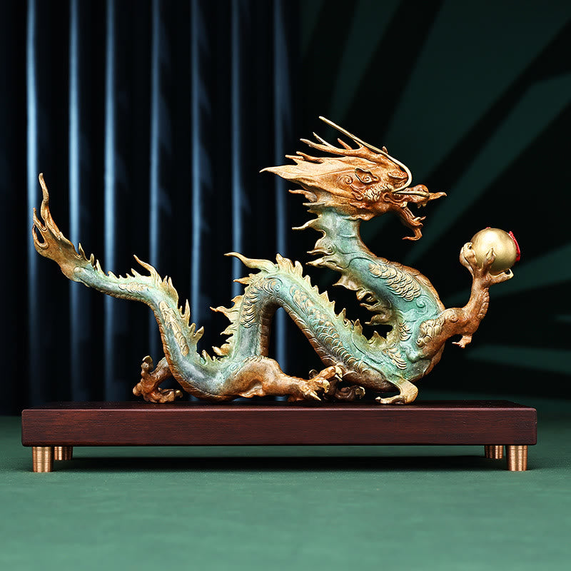 Buddha Stones Year Of The Dragon Auspicious Dragon Brass Copper Luck Success Office Decoration - image 2