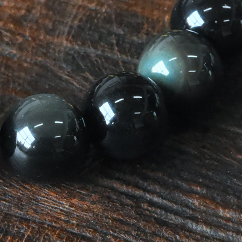 Buddha Stones Rainbow Obsidian Copper Bead Positive Transformation Bracelet - image 7