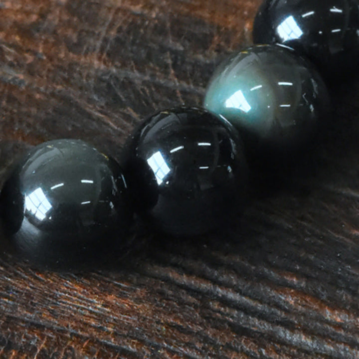 Buddha Stones Rainbow Obsidian Copper Bead Positive Transformation Bracelet - image 7