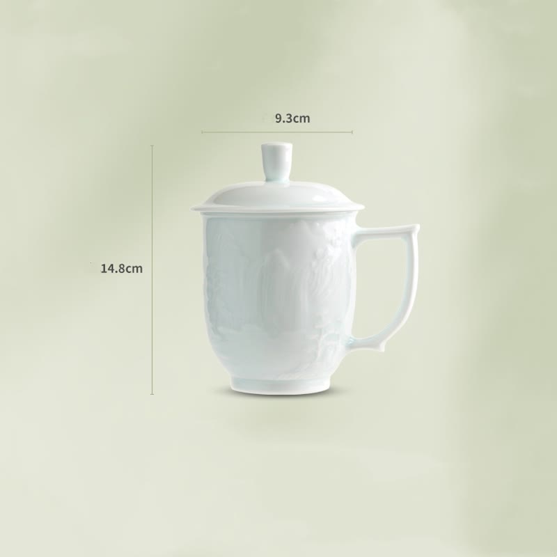 Buddha Stones Jingdezhen White Porcelain Handmade Great Wall Landscape Engraved Ceramic Teacup Office Mug Tea Cups - image 15