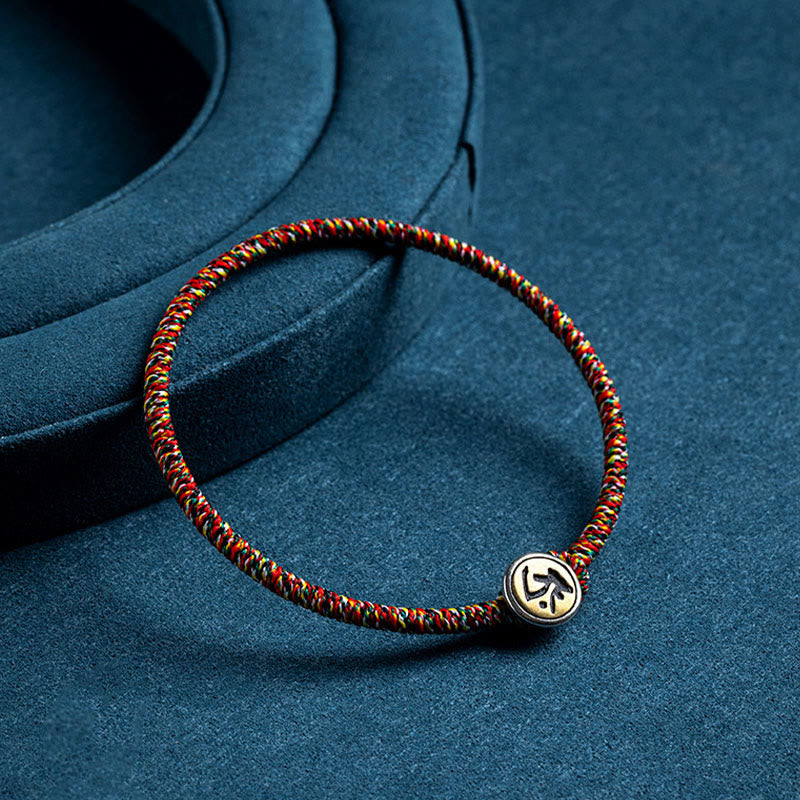 Buddha Stones Handmade 925 Sterling Silver Chinese Zodiac Natal Buddha Protection Colorful Rope Bracelet - image 8