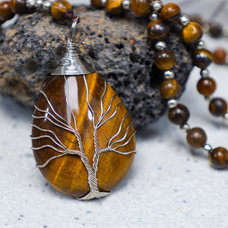 Buddha Stones Natural Tiger Eye Strength Beaded Pendant Necklace - image 1