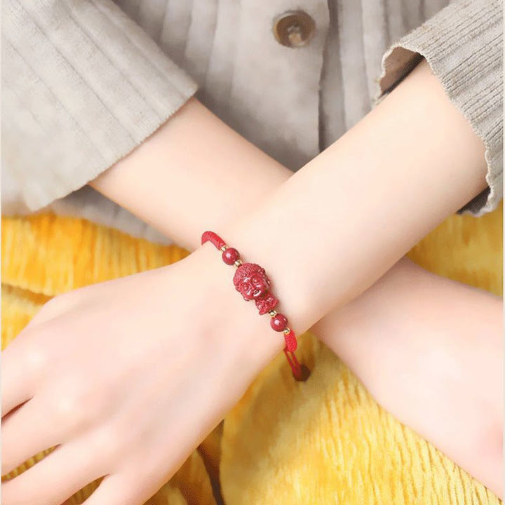Buddha Stones Chinese Zodiac Natal Buddha Cinnabar Amulet Blessing String Bracelet - image 18