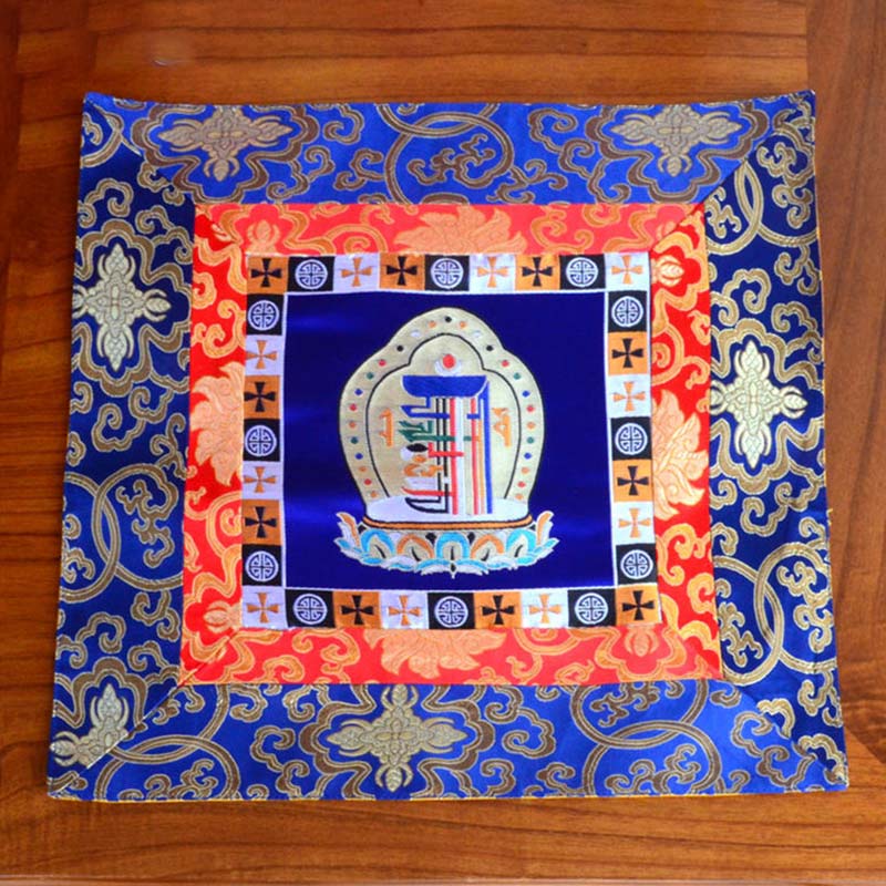 Prayer Altar Mat Meditation Strength Endless Knot Vajra Man-Bcu Kalachakra Auspicious Symbols - Man-Bcu Kalachakra - Blue - image 19