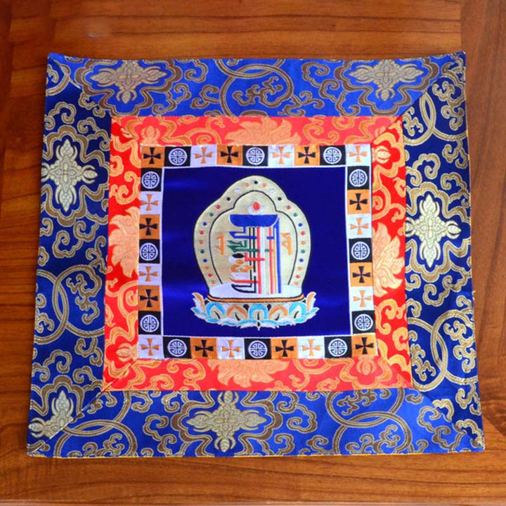 Prayer Altar Mat Meditation Strength Endless Knot Vajra Man-Bcu Kalachakra Auspicious Symbols - Man-Bcu Kalachakra - Blue - image 19
