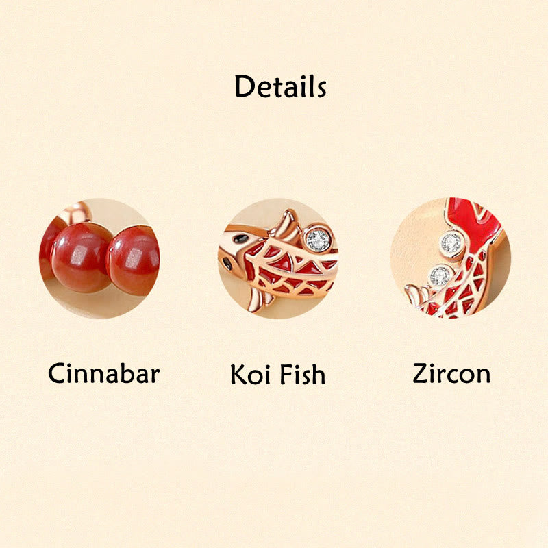 Buddha Stones 925 Sterling Silver Lucky Koi Fish Cinnabar Zircon Prosperity Double Layer Chain Bracelet - image 6