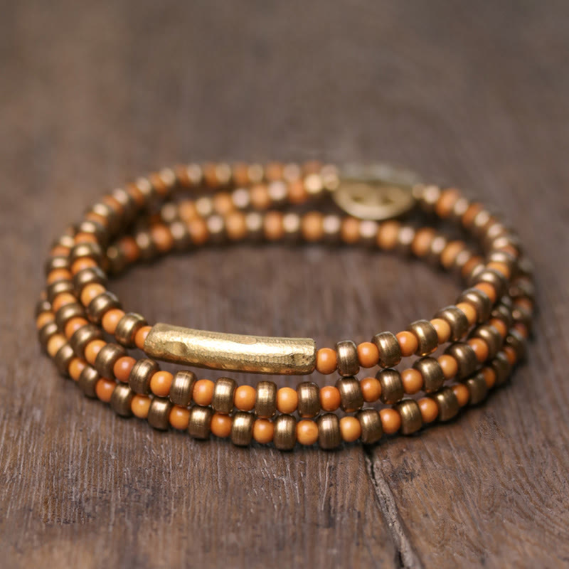 Buddha Stones Retro Olive Pit Copper Wealth Bracelet - image 1