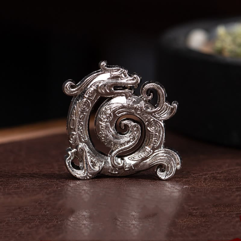 Buddha Stones Mini Auspicious Dragon Pattern Meditation Zinc Alloy Small Incense Stick Burner - Silver Dragon 4*3.7cm - image 5