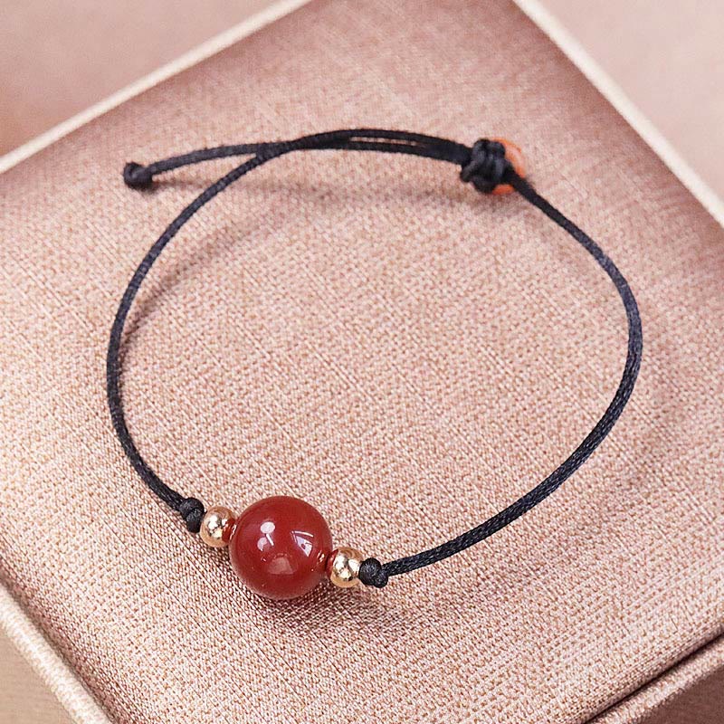 Buddha Stones Natural Red Agate Chalcedony Self-acceptance Confidence String Bead Bracelet Necklace Pendant - 10mm Red Agate Golden Beads Bracelet - image 10