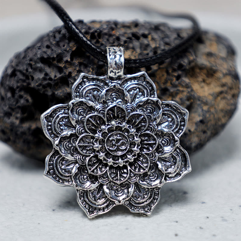 Buddha Stones Tibetan Lotus Blessing Necklace Pendant - 1 - image 0